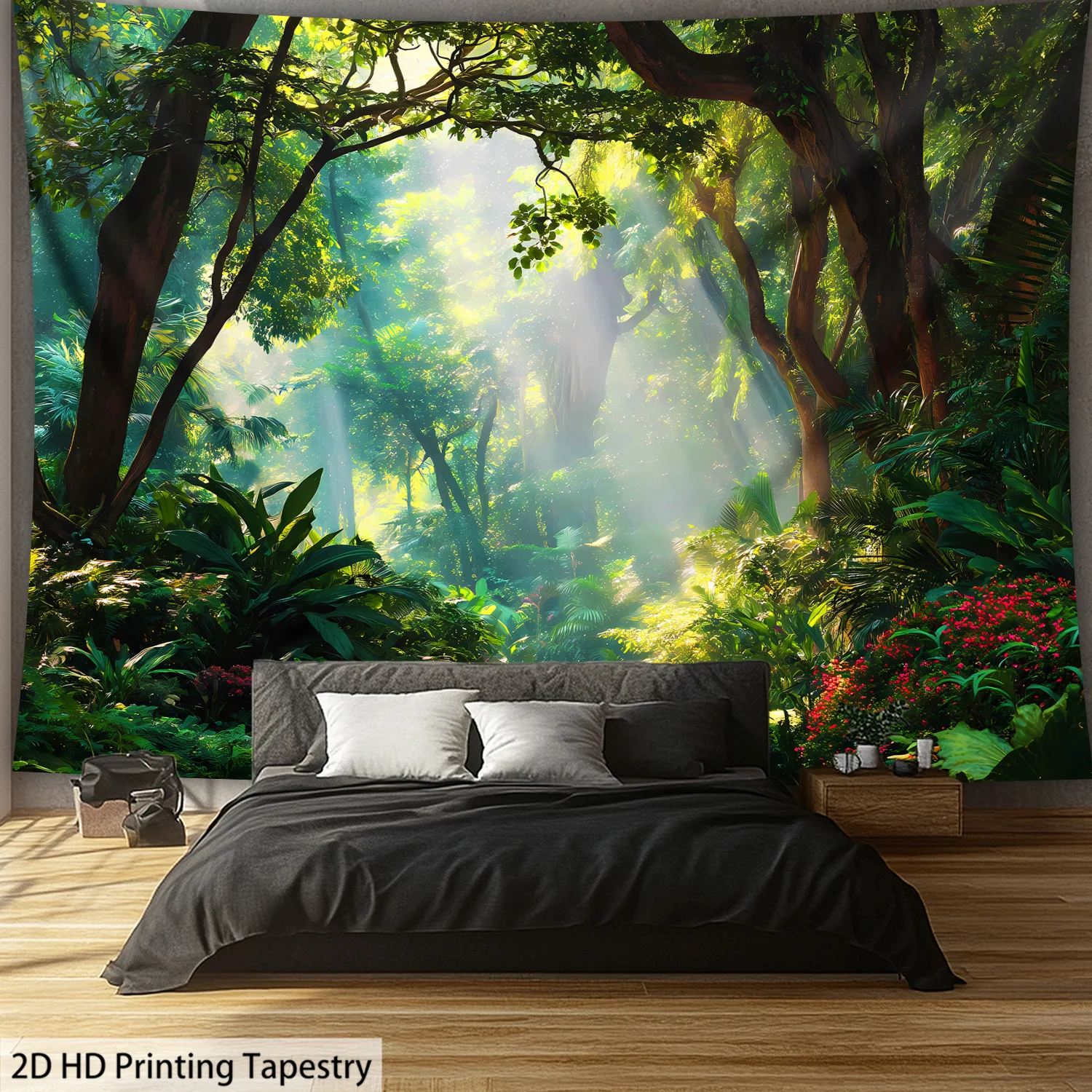 Forest Sunlight Scenery Digital printing polyester wall hanging tapestry decorative Living room bedrooms Office background gift