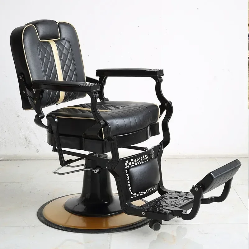 01High-end retro men's oil head chair, special lifting and reclining shaving and hair cutting chair for hair salons