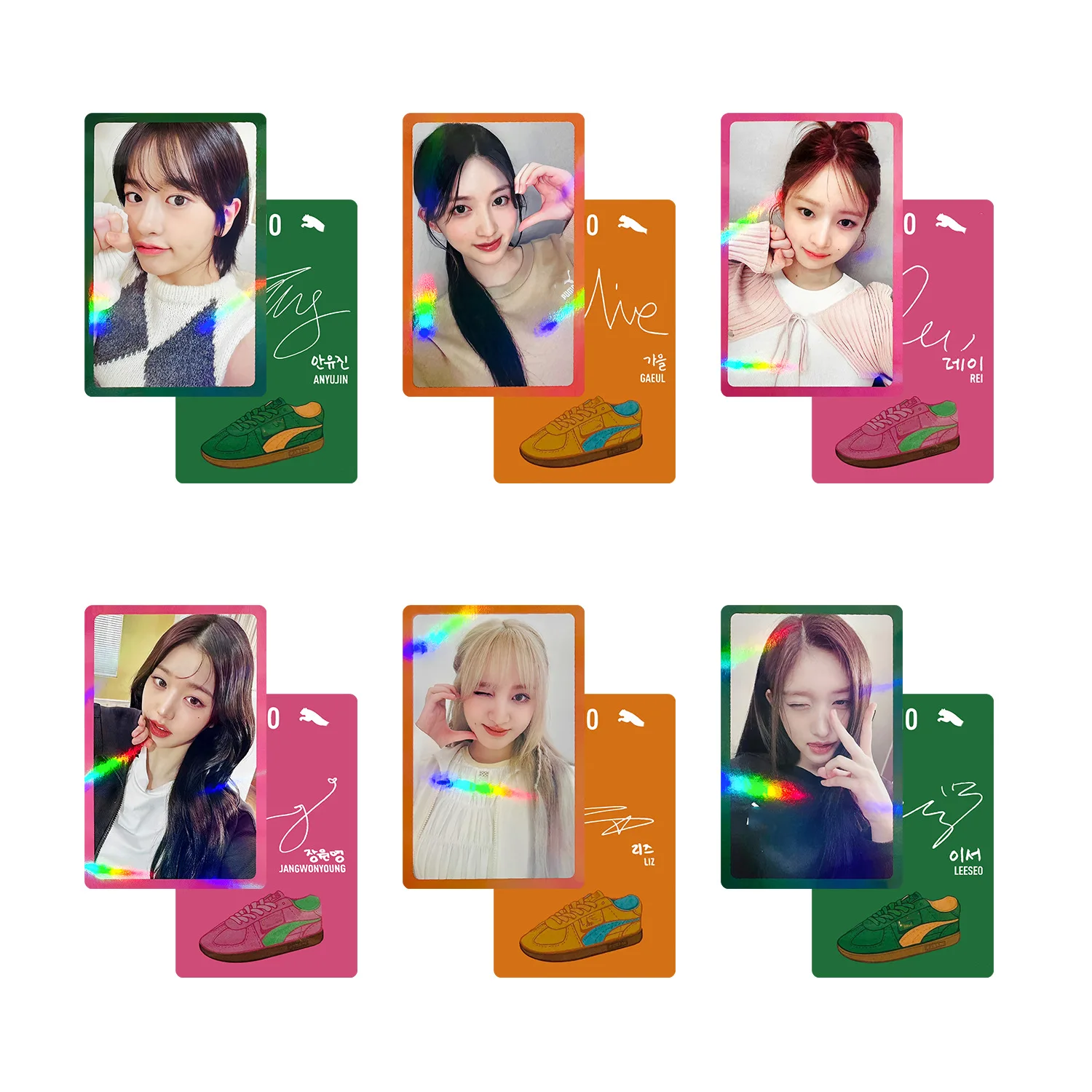 6pcs/set Kpop Idol IVE x PUM Lomo Cards Photocards Photo Card for Fans Collection