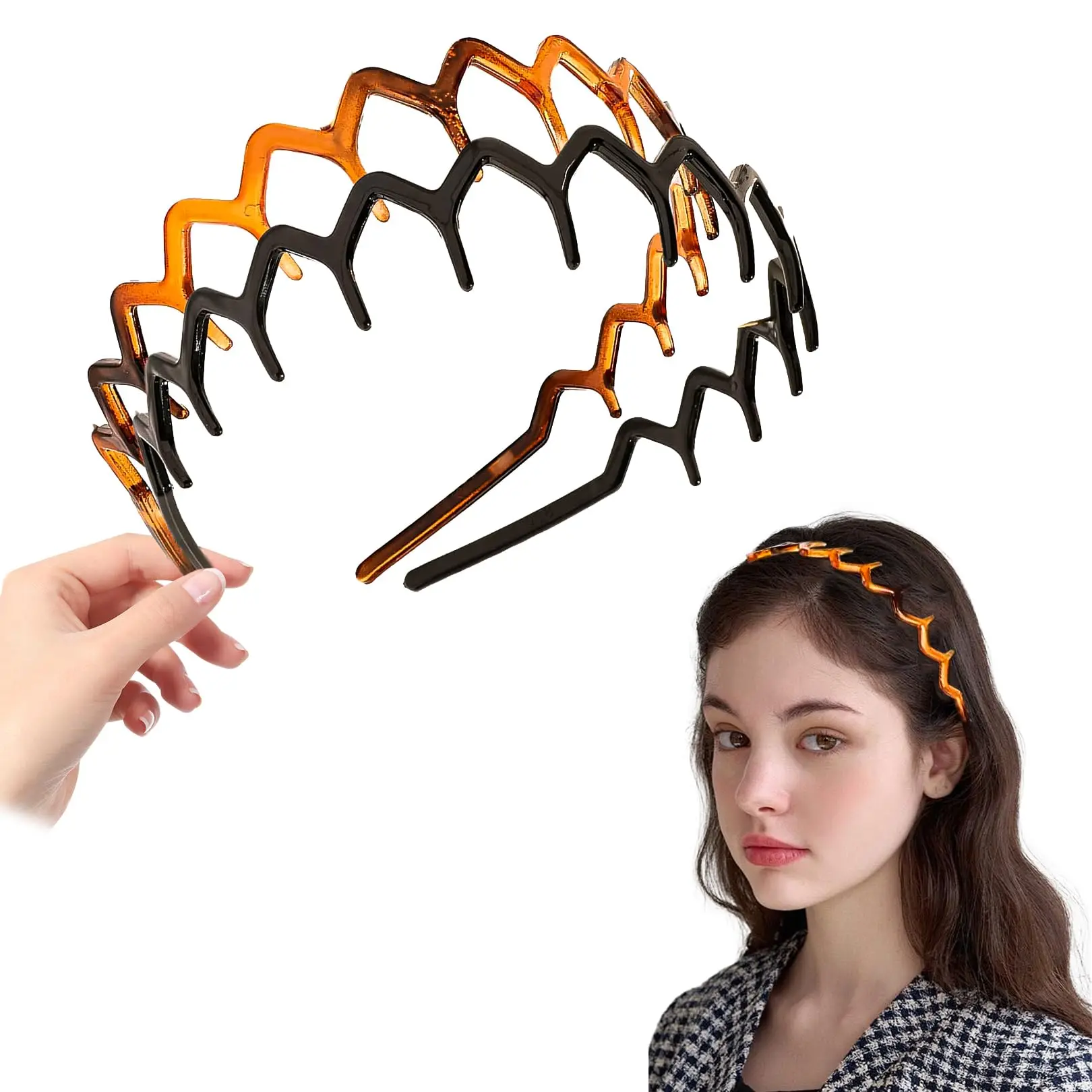 

2pc New Headband Hair Comb Zigzag Band Notched Headband Woman Man Girl Christmas Birthday Gift Rescue Broken DIYHair Accessories
