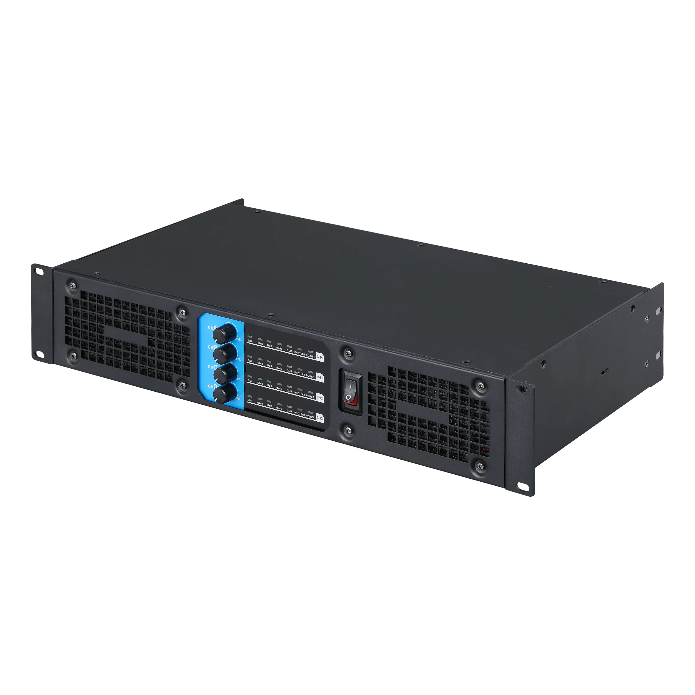 4 Channel Class D Amplifier 2U Rackmount Stage Karaoke Home Audio Device
