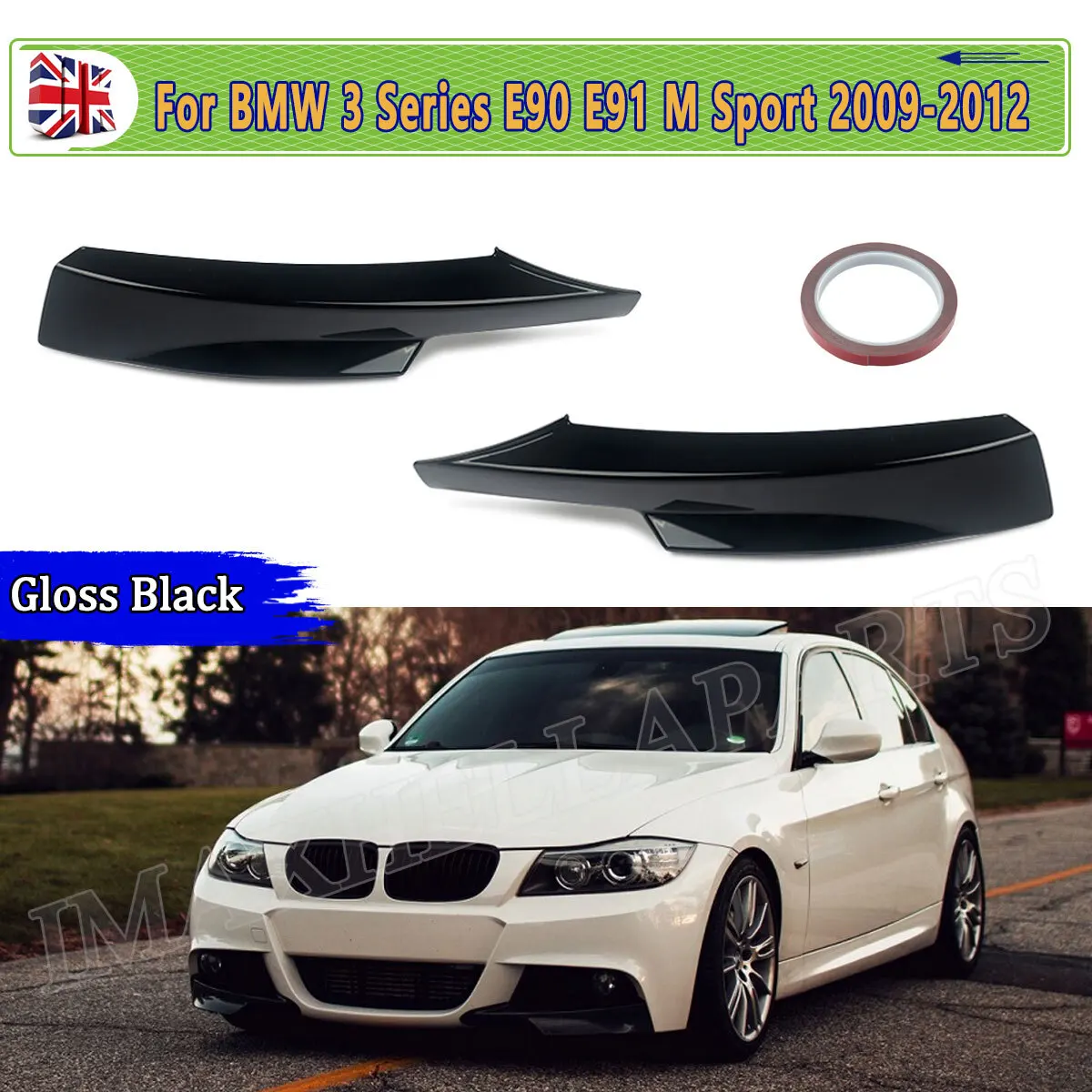 

Gloss Black Front Splitter Lip For BMW E90 M-Tech E91 3 Series 318d 320i 330i 335i 2009-2012 LCI Front Bumper Side Splitter