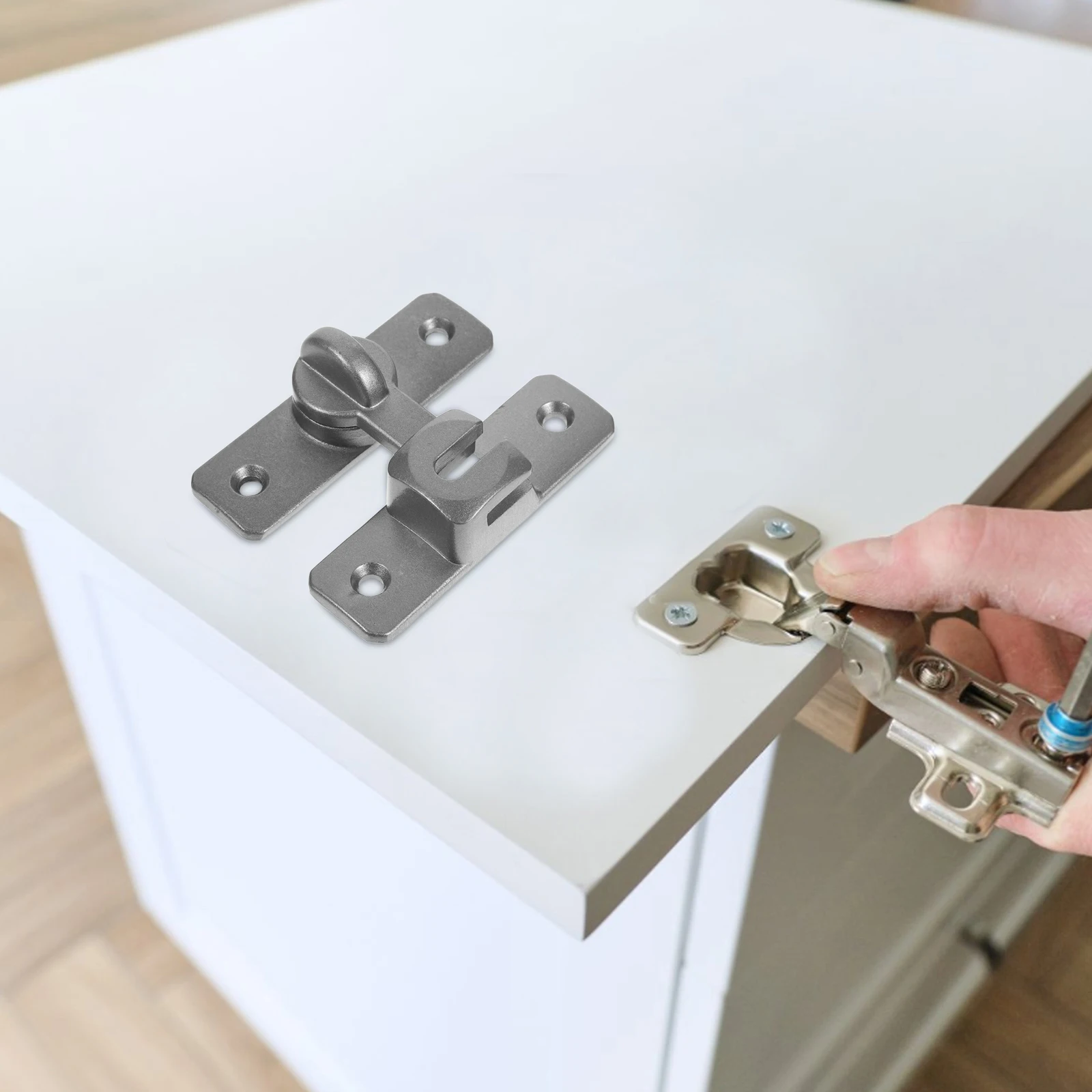 

1Set Barn Door Lock Aluminum Flip Latch 90 Degree Heavy Duty Sliding Door Lock Hardware for Garden Bathroom Office