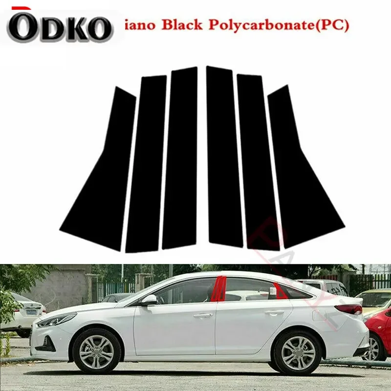 for Hyundai Sonata 2011 2012 2013 2014 2015 2016-2022 6/10Pcs Car Pillar Posts Door Window Trim Cover Stickers Glossy Black