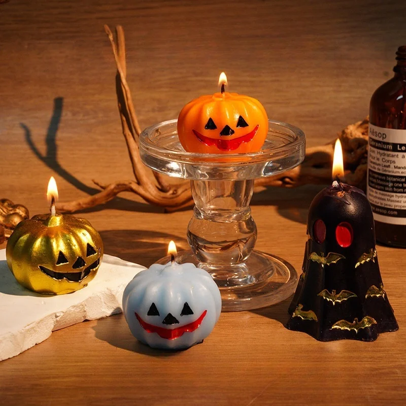 Halloween Pumpkin Ghost Scented Candles Creative Aromatherapy Decorative Gifts for Festival Spooky Home Party Decor 3D Candle