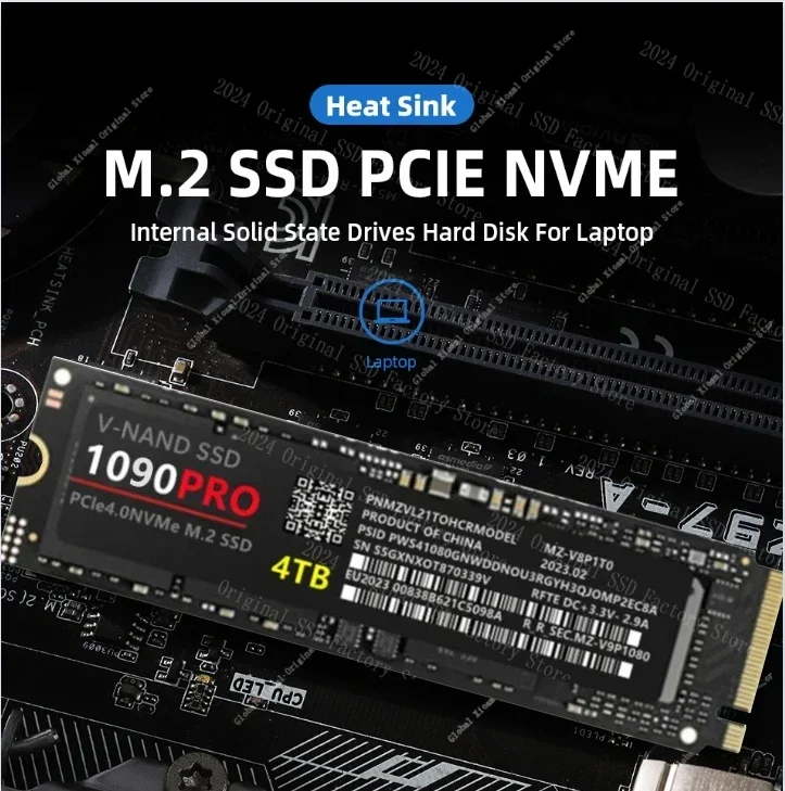 1090 PRO 내부 SSD, 데스크탑 노트북 서버 워크스테이션 PS5 용 방열판 포함, T700 PCIe Gen 5.0x4 NVMe 2.0 SSD, 1TB, 2TB, 4TB, 신제품