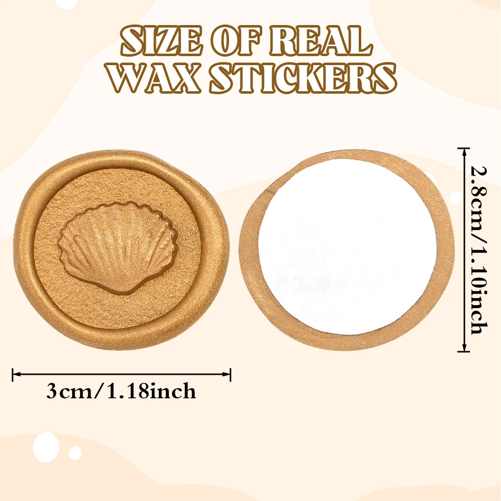 20pcs Embossed Shell Wax Seal Stickers, Self-Adhesive Stamp Stickers, Wedding Invitation Envelope Seal Stickers Gift Wrapping - view 3