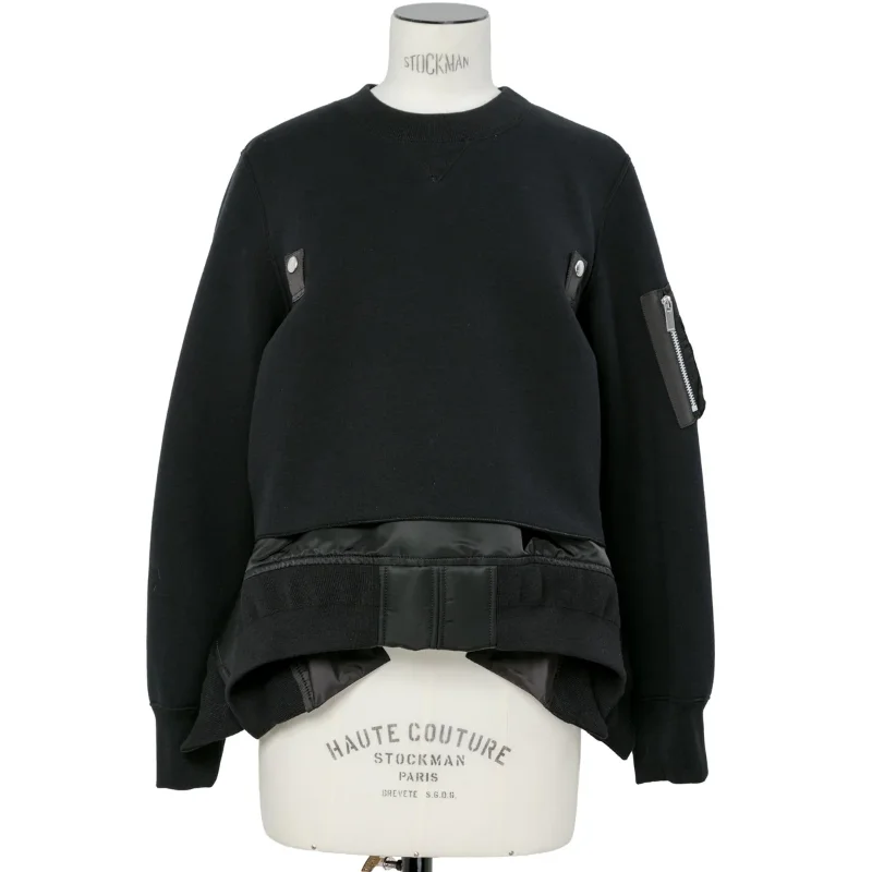 سترة خريف 2025 مرقعة فضفاضة غير رسمية بأكمام طويلة ورقبة مستديرة بلوفر نسائي