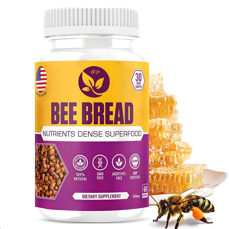 Bread Supplement, Fermented Pollen 500mg, 60 Capsules Vegetarian, All Natural, Adult Immune Boosting Support Agent