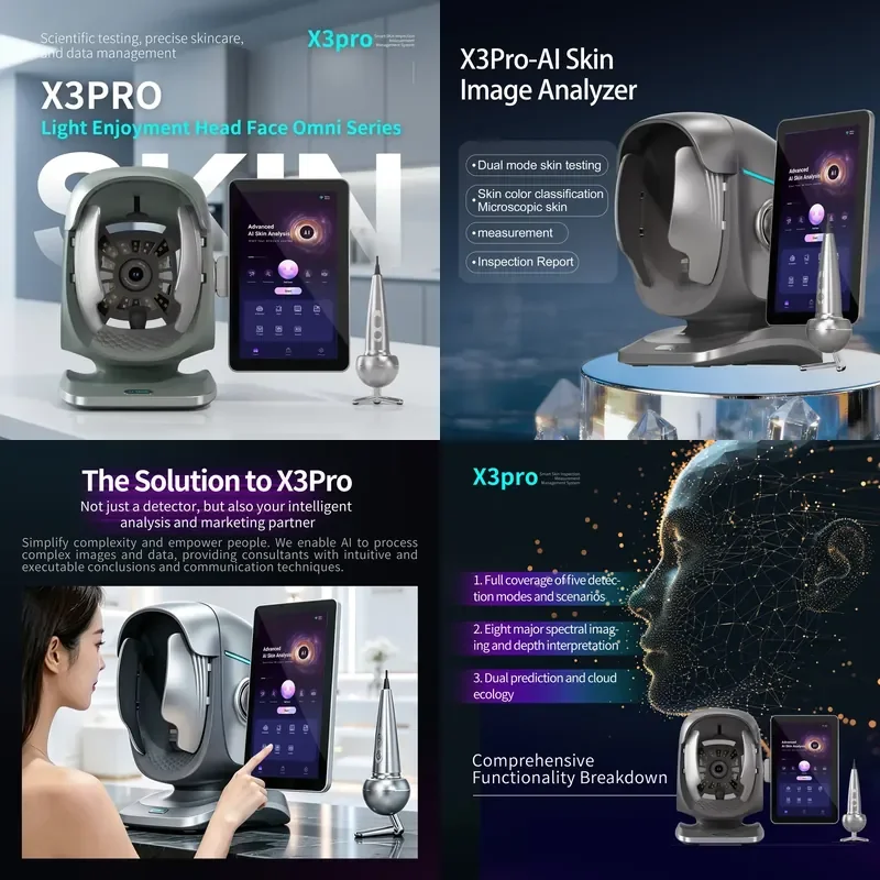 3D Smart Full Face Moisture Wrinkles Acne Scanner Skin Analyzer with WiFi iPad Control EU Plug for Skin Care Facial AI