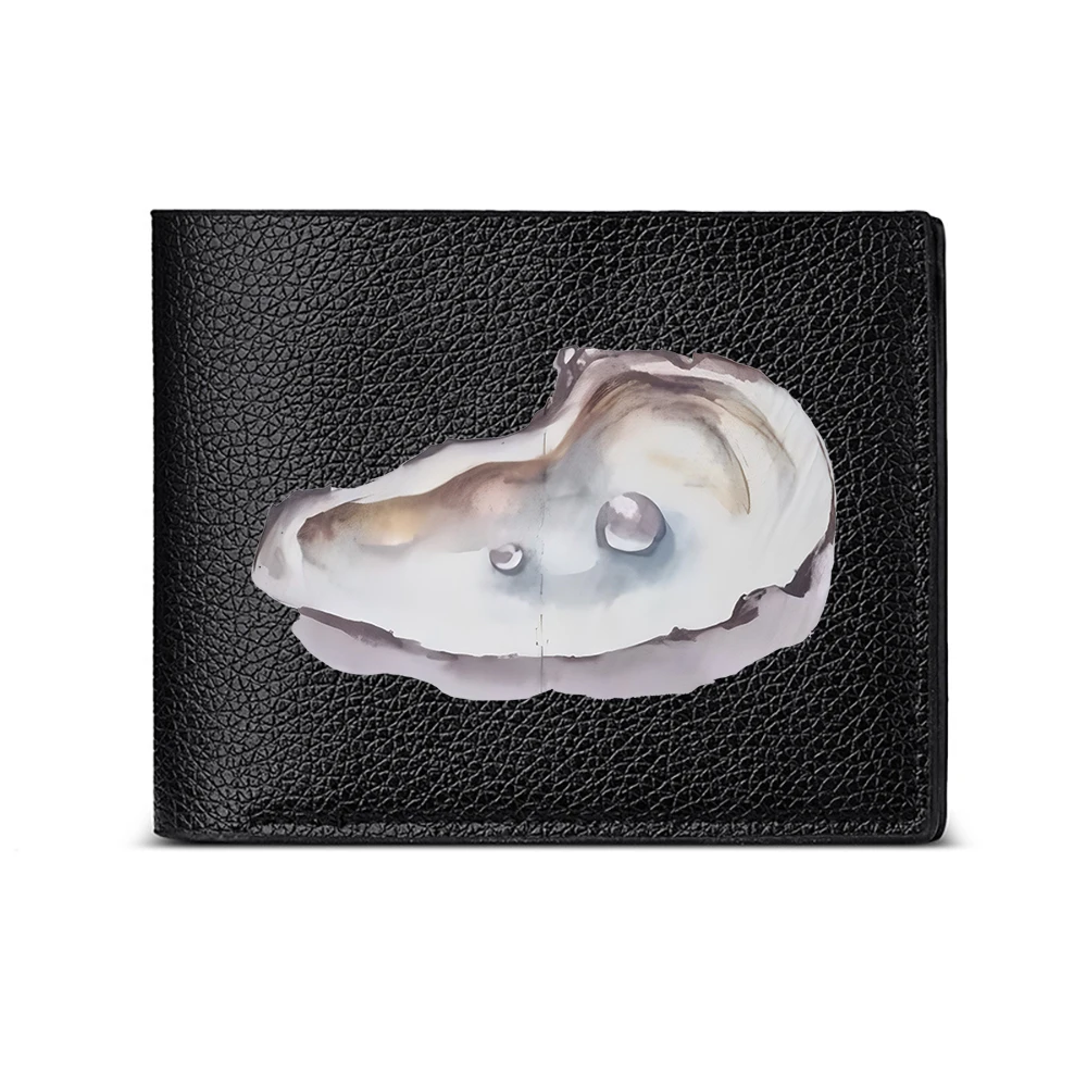 Oyster Shell With Pearl Design Men's Wallet Card Holder Casual Business Fashion Print Style