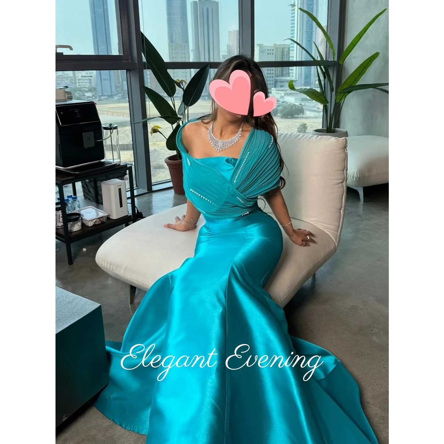 

Sweet Green Blue Beads Prom Dress Square Neck Mermaid Evening Dress Stylish Customized Formal Occasion Party Gowns Wedding Dress