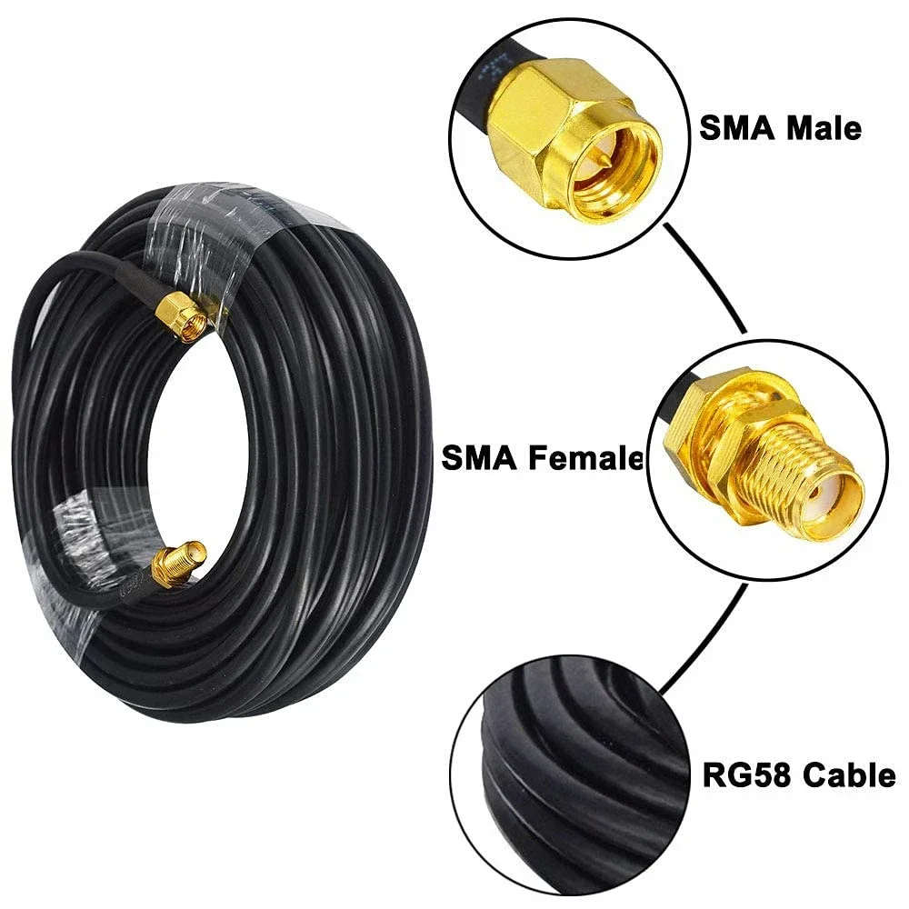 5pcs SMA Male to SMA Female Connector 10 meters Low Loss Extension Antenna RG58 Coaxial Cable Pigtail For 4G LTE Ham ADS-B