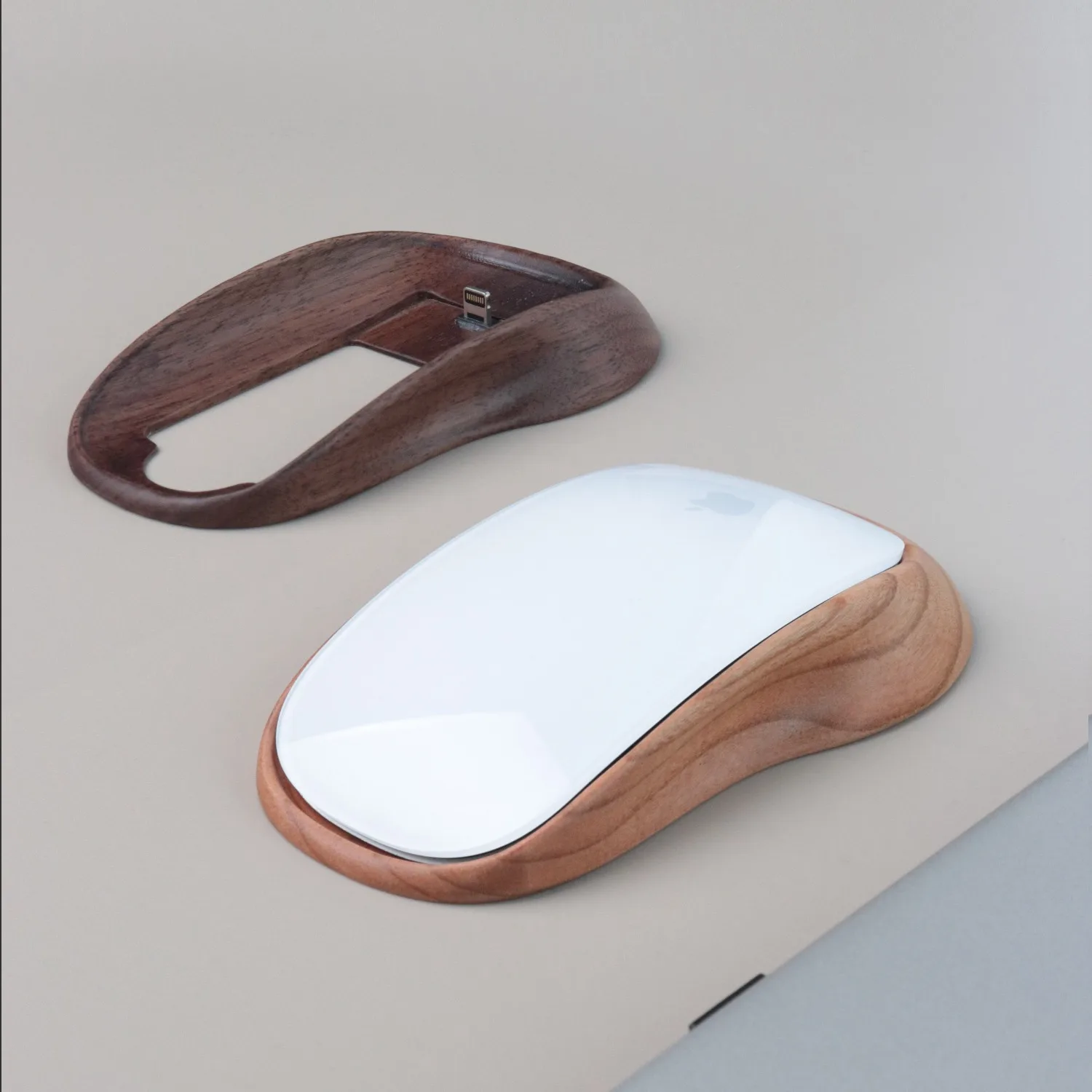 Walnut Wood Stand for Magic Mouse Enhanced Base Feet Upgrade Keyboard Tray for Magic Trackpad