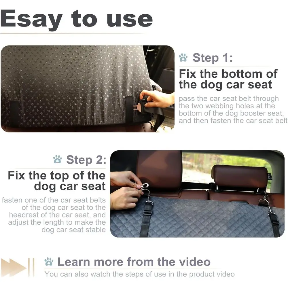 مقعد وسرير سيارة للحيوانات الأليفة قابل للتحويل لكلاب صغيرة أو واحدة متوسطة/كبيرة تصل إلى 60 رطل، داخلية قابلة للغسل والفصل
