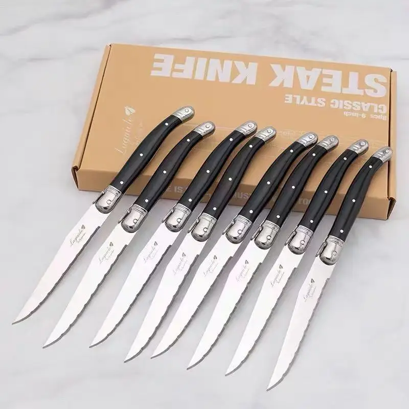 Laguiole Stainless Steel Steak Knives Dinner Knife Black Cutlery Table Knife Dinnerware sets Restaurant Home Bar Flatwatware 9'' view 6