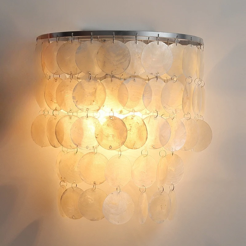 Nordic Bedroom Bedside Wall Lamp Warm Modern Simple Shell  Suitable for Dining Room Bedroom Study Balcony Living Room Lighting