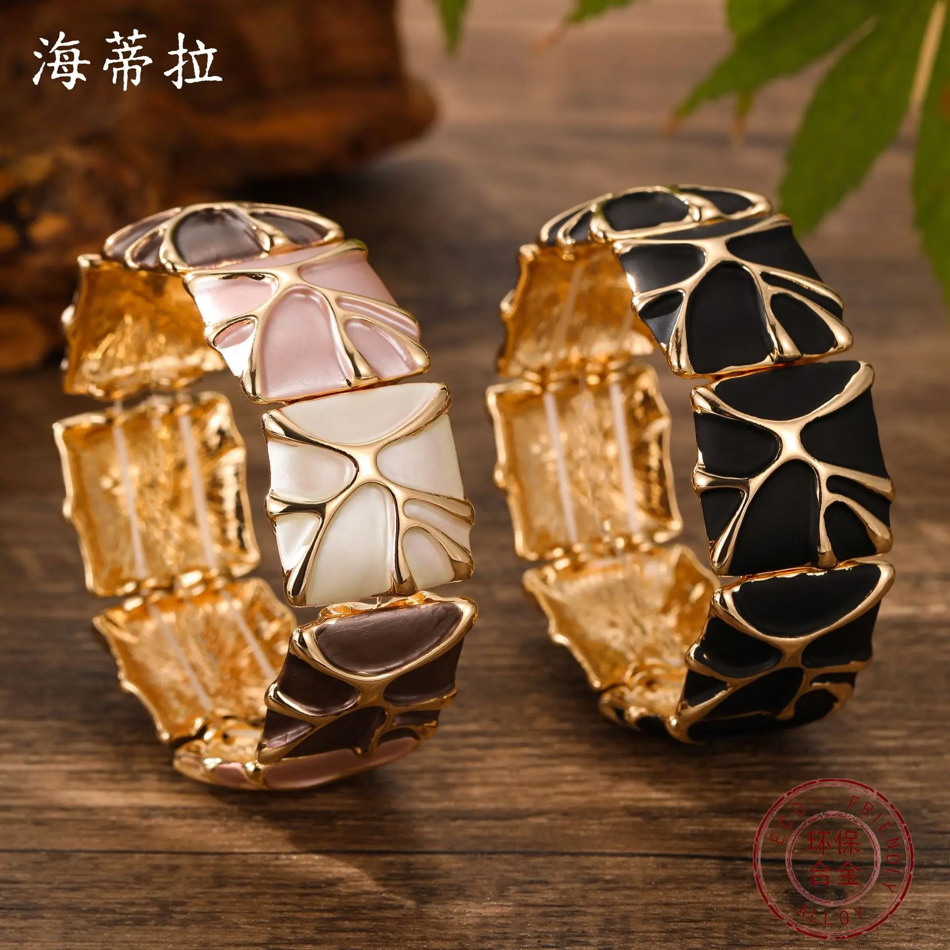 DIY accessories enamel color square geometric line elastic bracelet women's simple high-grade zinc alloy bracelet
