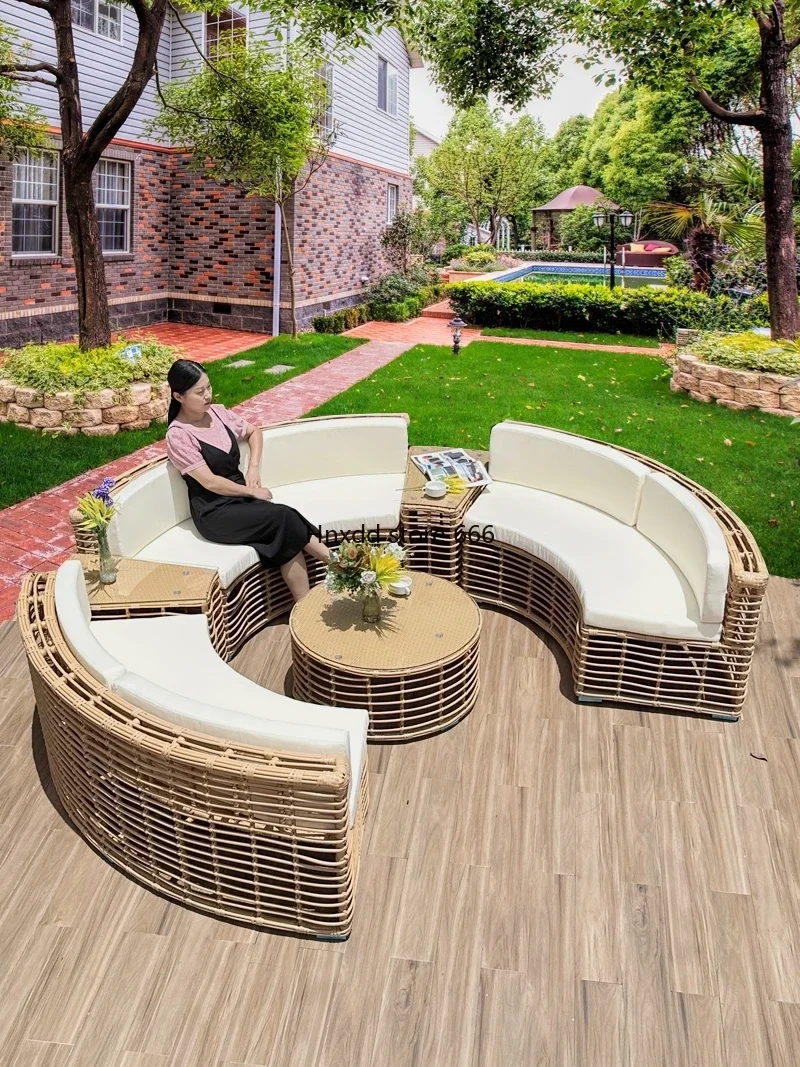 Outdoor rattan sofa courtyard open-air combination seat