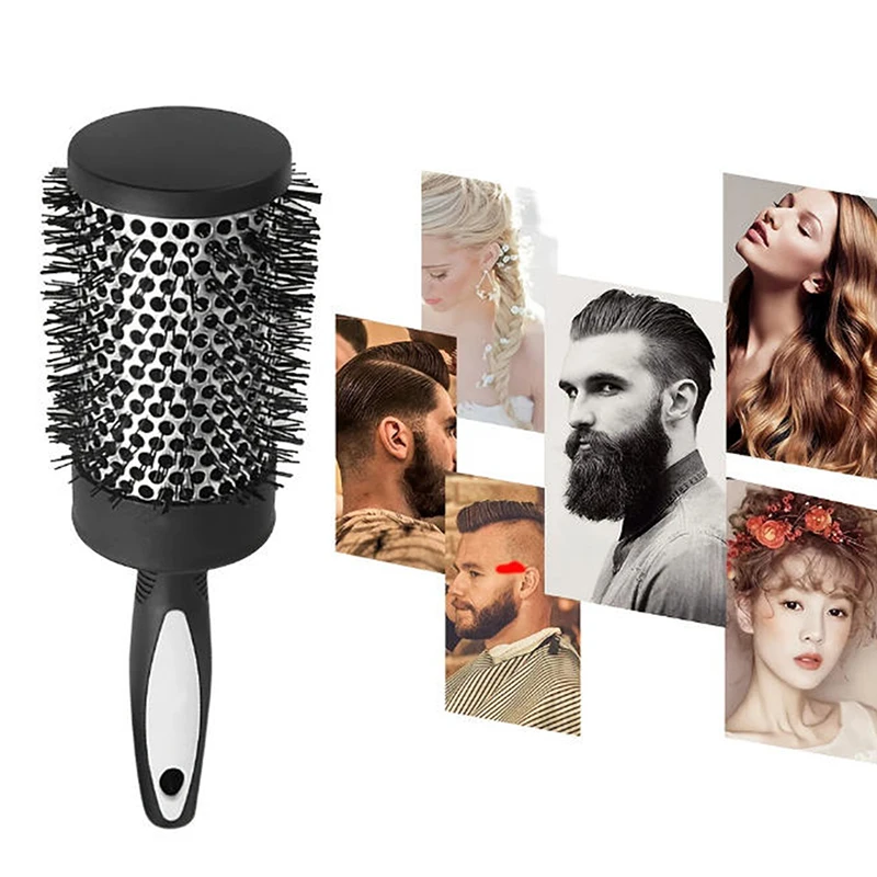 Round Curling Roller Comb Hair Styling Nylon Brush Thermal Aluminum Tube Barrel Hair Brush For Woman Man Hair Blowing And Drying