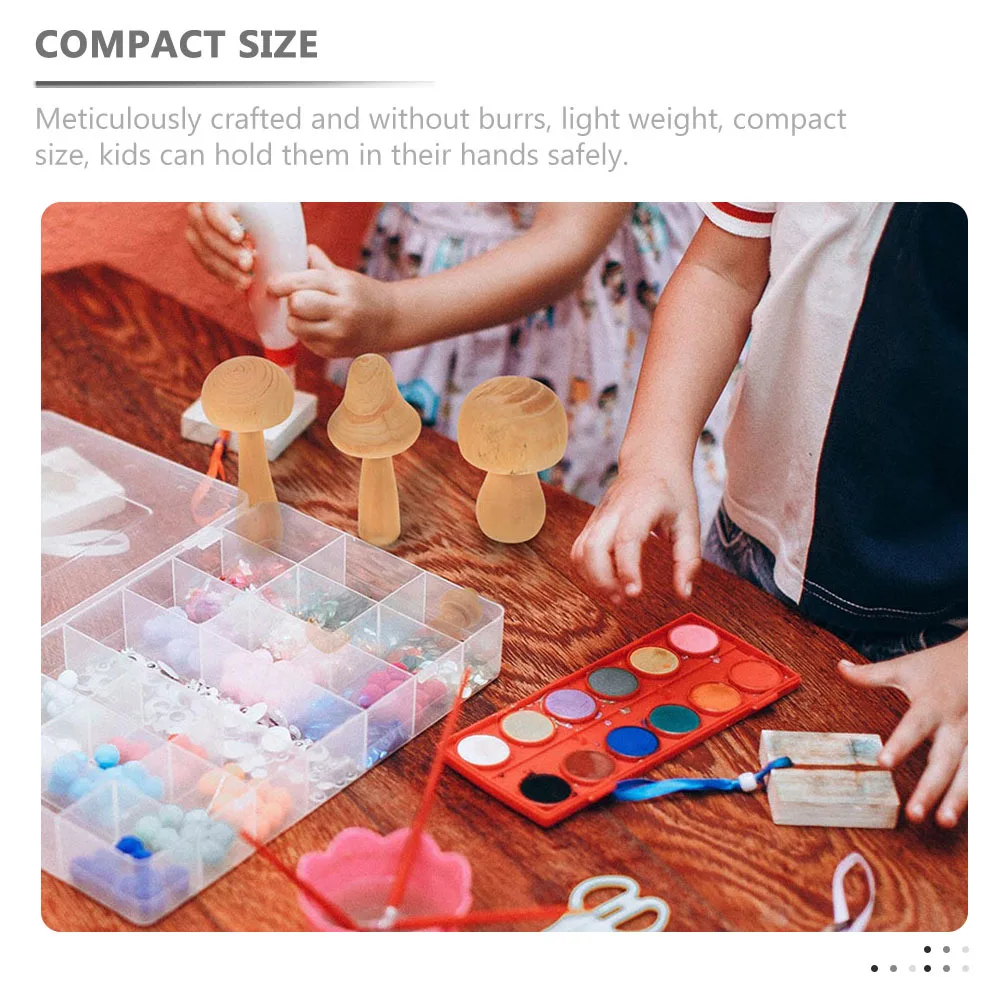 

5Pcs Wood Mushroom Decor Blank Mushrooms for Childrens Creativity and Imagination Development White Embryo Mushroom