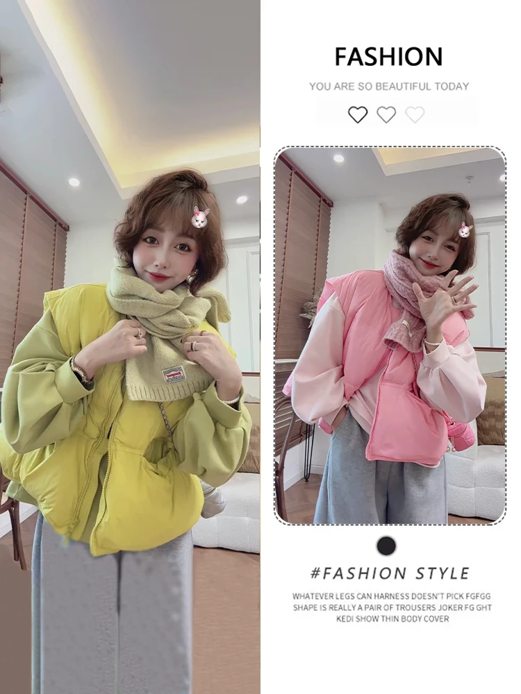 

Свободный корейский женский жилет-куртка на молнии из утолщенного хлопка, осенне-зимняя новинка, удобная повседневная модель