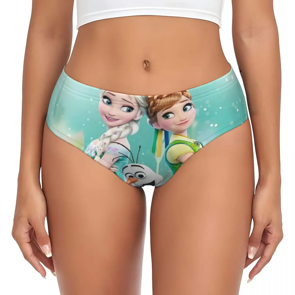 Personalizado cartoond anime congelado breve calcinha feminina estiramento princesa bonito elsa roupa interior