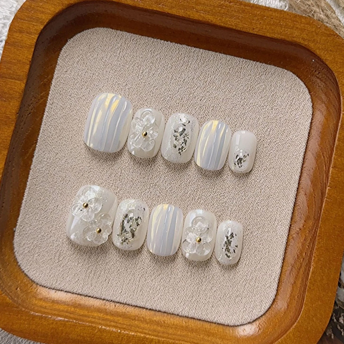 10Pcs Cat Eye French Short Alm - Nail Art Cat Eye Simple ulasan dan harga