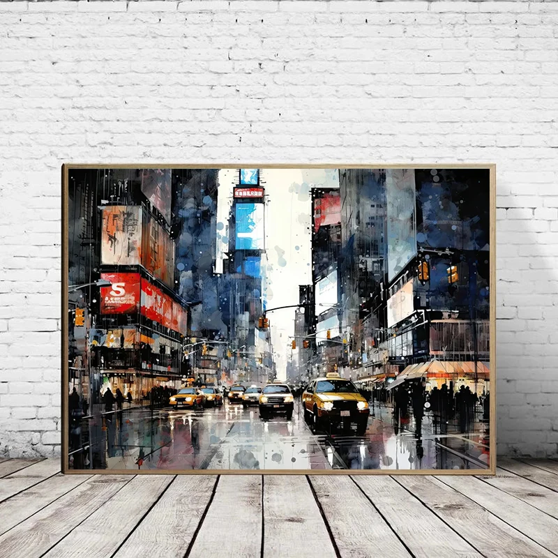 Abstract Watercolor London New York Paris Cityscape Poster and Prints Canvas Painting Wall Art Pictures Home Room Decor