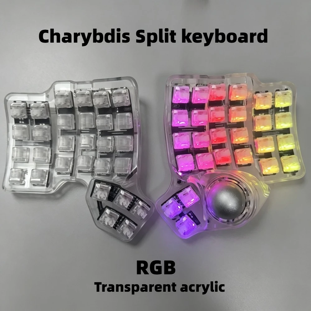 Transparent Charybdis 4x6/3x6/3x5 Mini Nano Split Keyboard Kit Wired RGB Acrylic Keyboard Ergonomics Trackball Gaming Keyboard