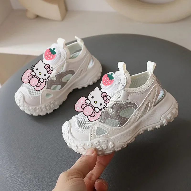 مرحبا كيتي الصيف الربيع الاحذية الأولى مشوا سانريو أحذية رياضية قطب الاطفال عارضة أحذية فتاة الصنادل أحذية الشاطئ الطفل #3