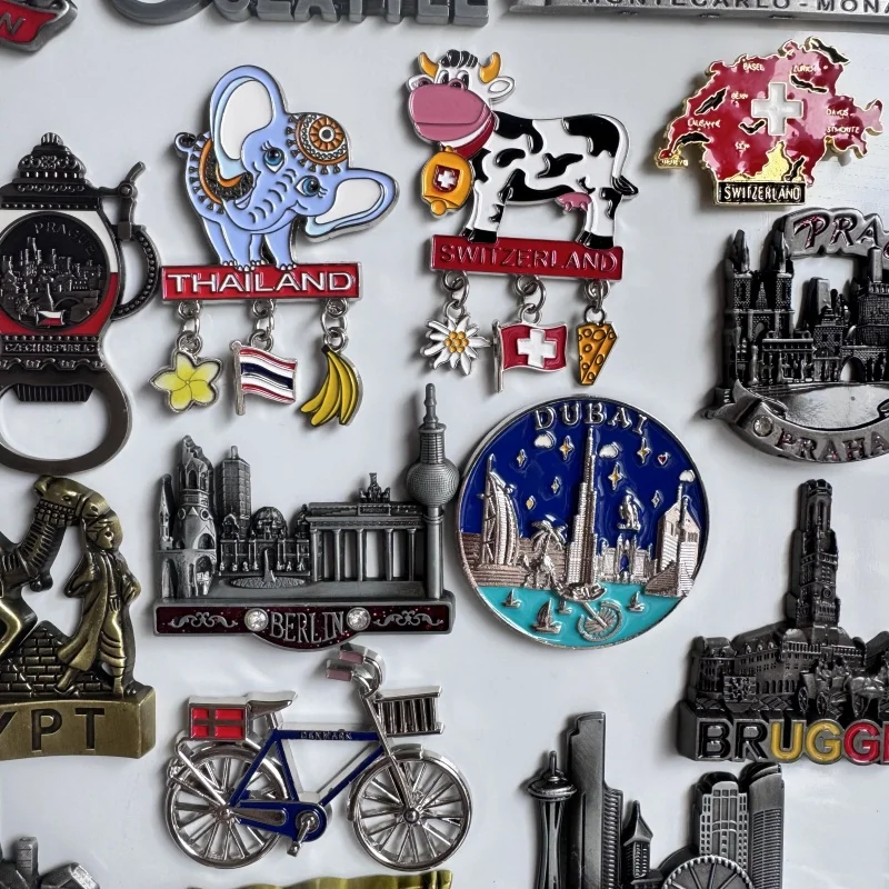Metal Fridge Magnets Thailand Monaco Seattle Dubai Brugge Egypt Oman Austria Munchen Berlin Krakow Germany Prague Switzerland - view 6