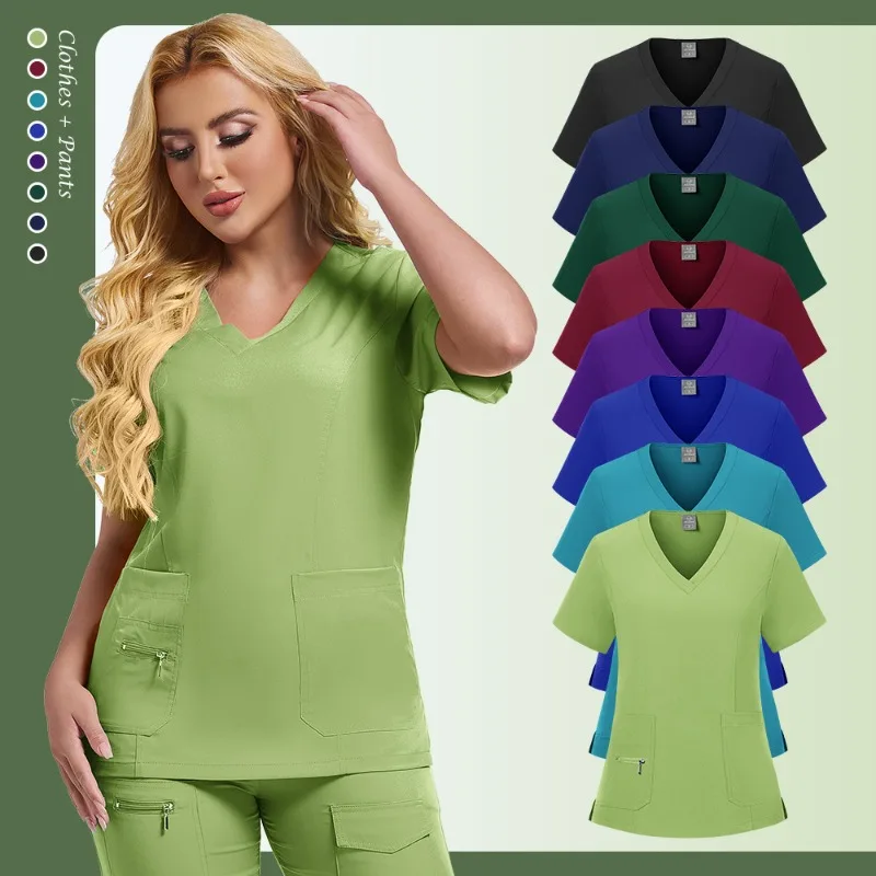 

Short Sleeve Pet Grooming Hospital Dental Doctor Scrubs Set Operating Room Nurse Workwear Breathable Comfortable Medical Uniform
