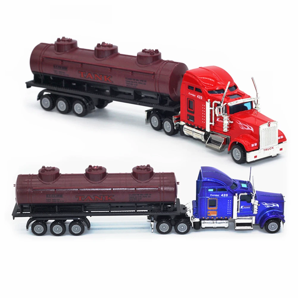 1:50 Large Diecast Alloy Truck Car Model Toys Simulation Oil Truck Tank Container Pull Back Transport Vehicle Model Toy For Kids