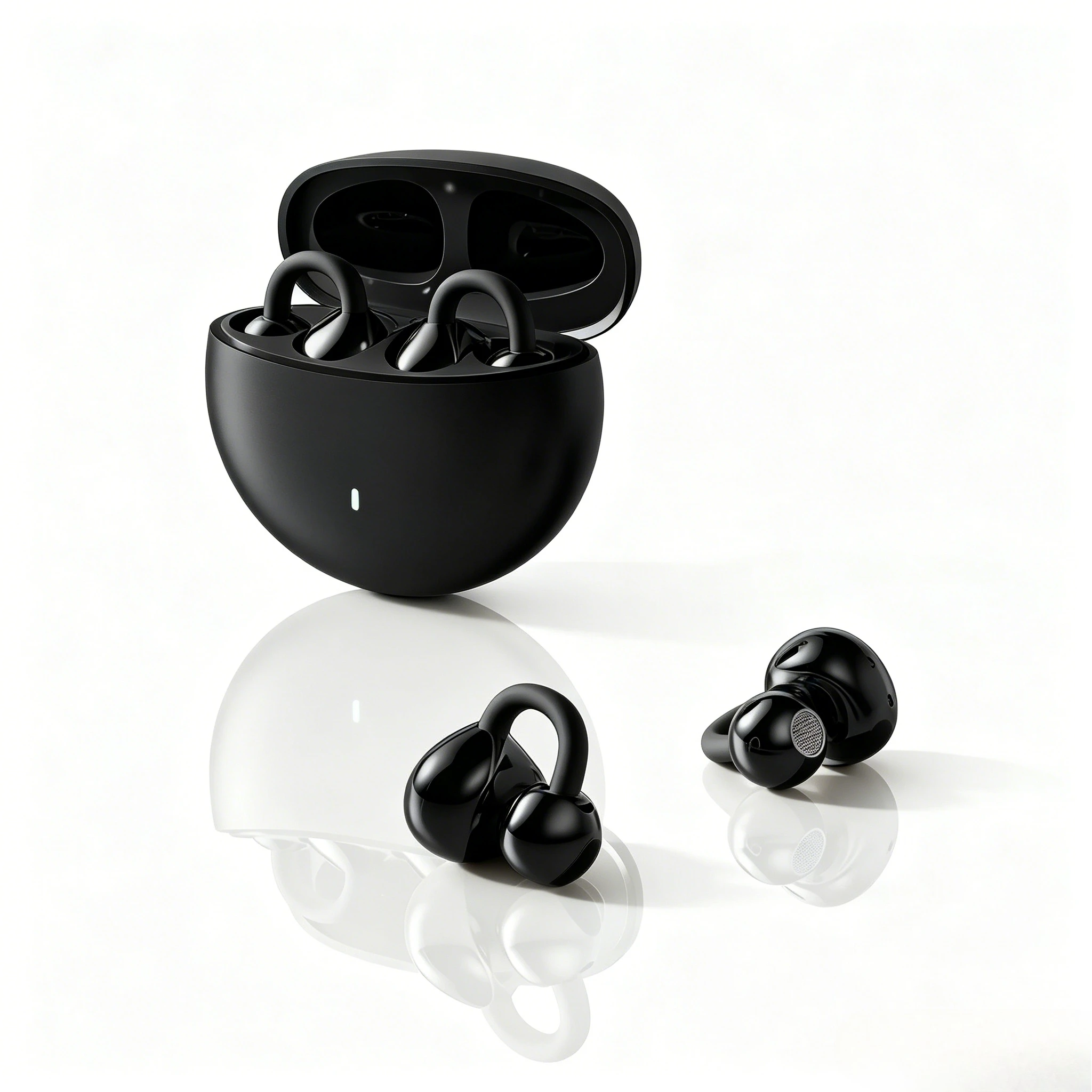 Upgraded Wireless Bluetooth Clip Earbuds Anti Sound Leakage Waterproof 24H Long Battery Life Comfort Fit Built-in Mic