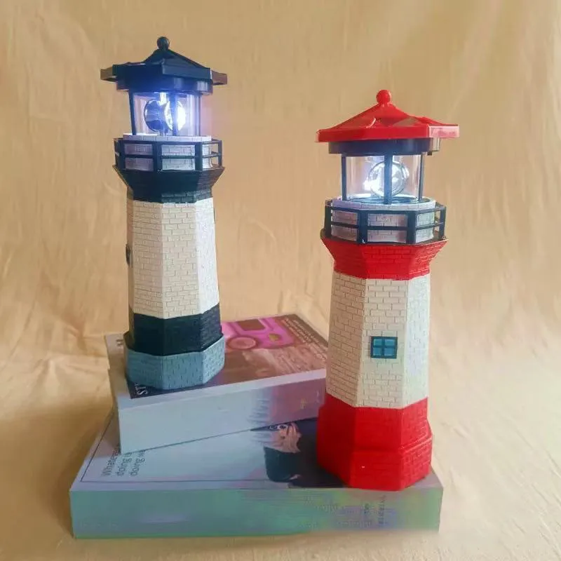 LED Light Garden Fence Yard Lighthouse Shape Solar Outdoor Adornment Smart Sensor Beacon Rotating Lamp Solar Light Decor