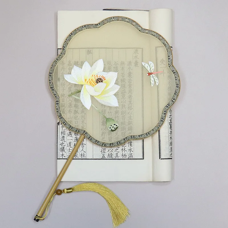 Double-Sided Su Embroidery Round Fan, Silk Hand Fan for Hanfu Dance, Traditional Chinese Craft Gift