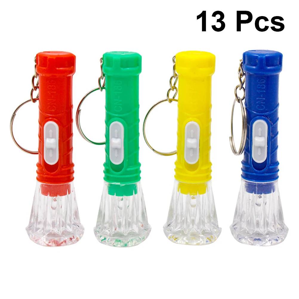 13pcs Mini Flashlight Torch Plastic Transparent Bright Color Keychain Flashlight For Birthday Gift
