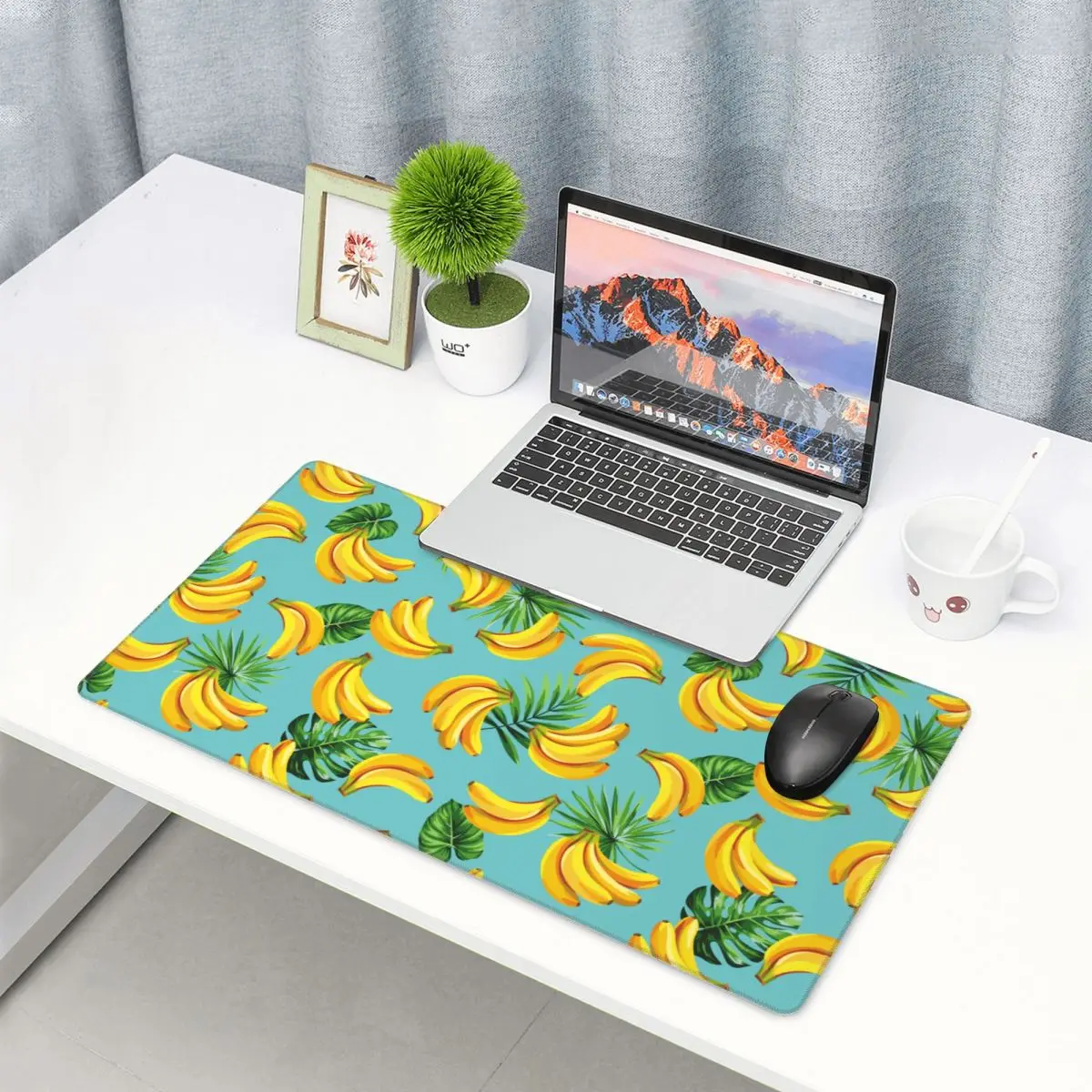 Banana Summer Fruits Keyboard Table Mats Mousepad Tropical Palm Leaves Large Gaming Rubber Computer Mouse pad