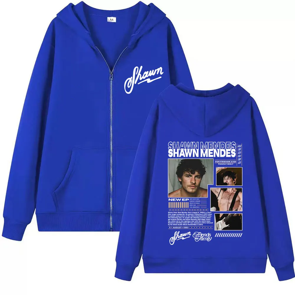Cantor shawnendes álbum tour 2025 gráfico zip up hoodies moda masculina hip hop moletom de grandes dimensões manga longa pullovers com zíper