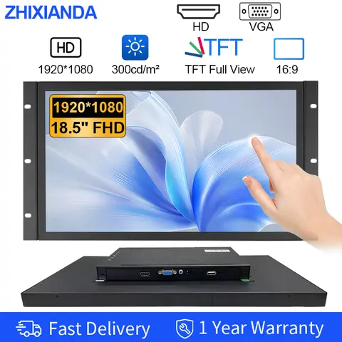 18.5 Inch 1920*1080 Industrial Touch Monitor HDMI VGA USB LCD Display VESA Wall Mount Open Frame Embedded Monitor For Equipment