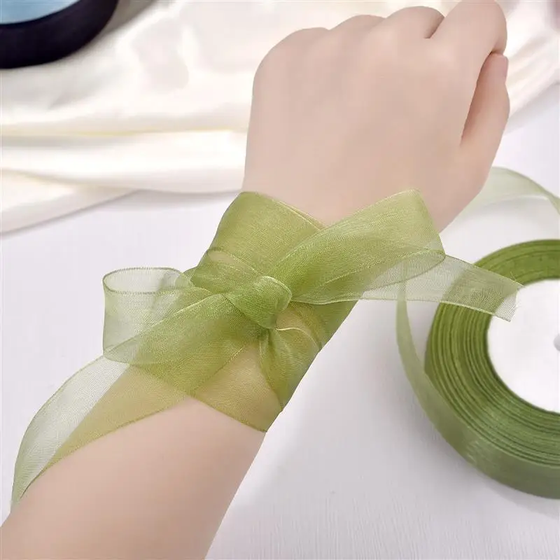 50 Yards Spitze Gaze Chiffon Band 2,5 CM Hochzeit Einladung Blumensträuße Kranz Verpackung DIY Handgemachte Riemen Spitze Stoff