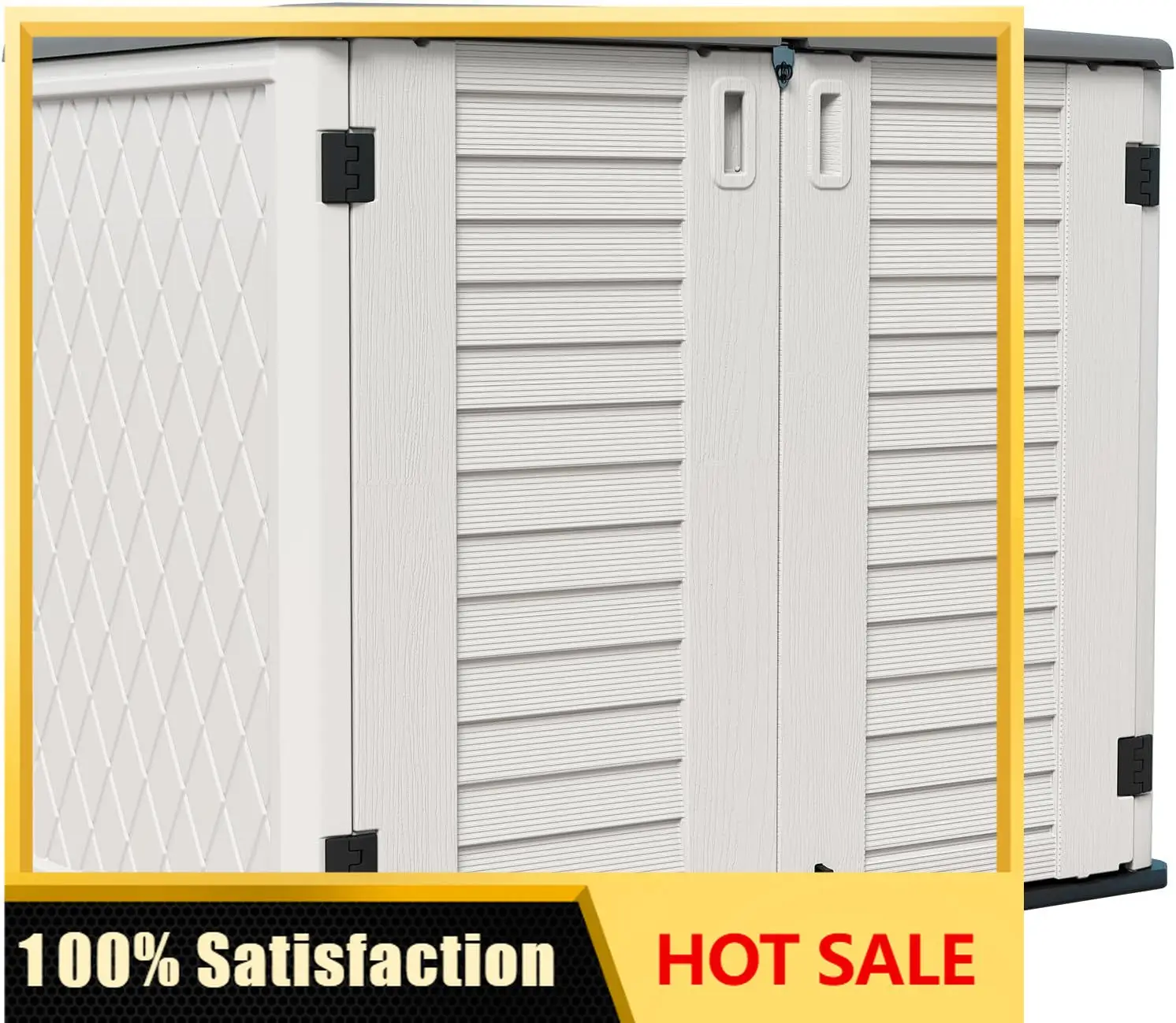 Storage Shed Weather Resistance, Multi-Purpose Outdoor Storage Cabinet for Backyards and Patios, Horizontal Storage Shed for Law