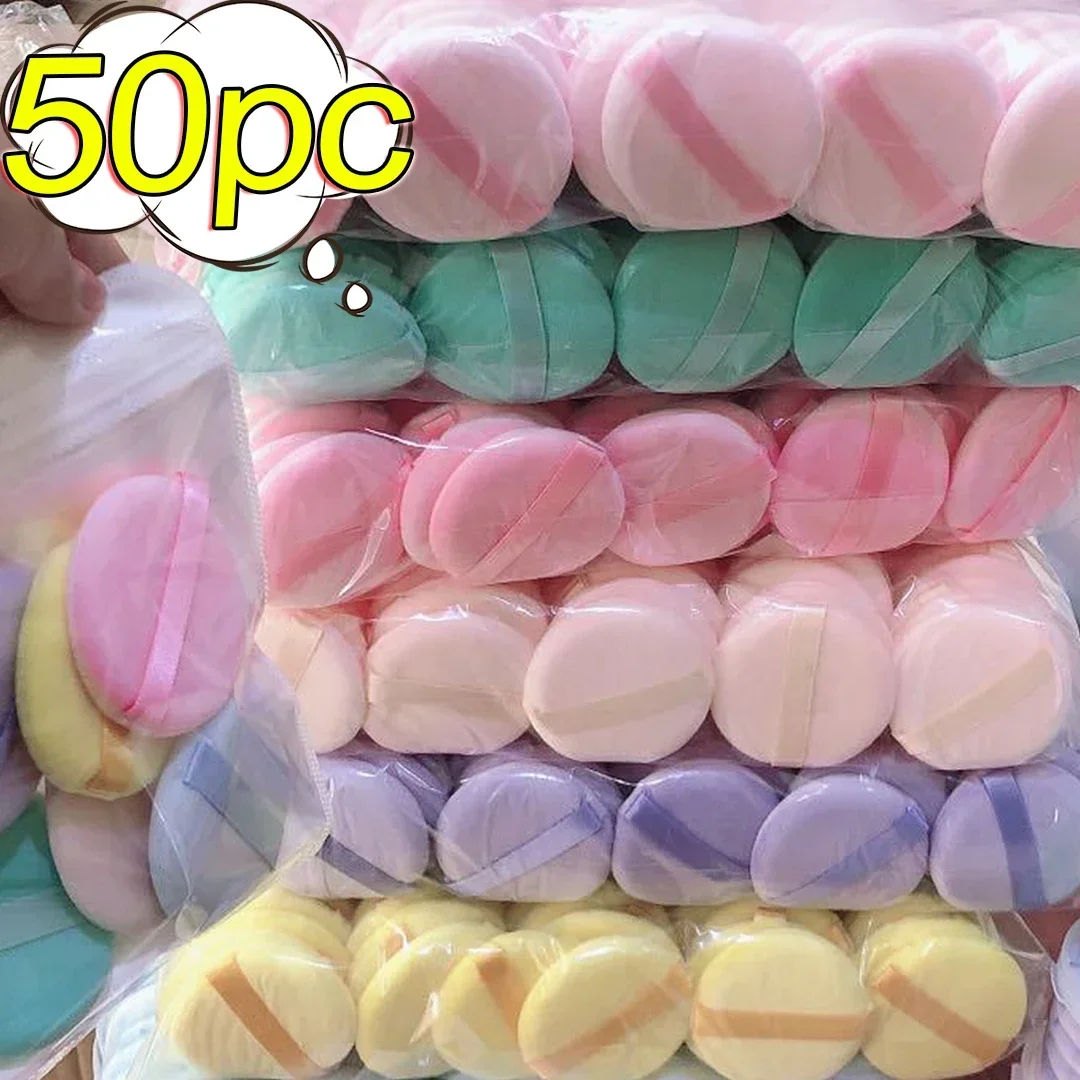 50pcs Powder Puff Round Cosmetic Puff Set Soft Makeup Sponge for Face Eye Contouring Washable Velvet Puffs Make Up Accessories