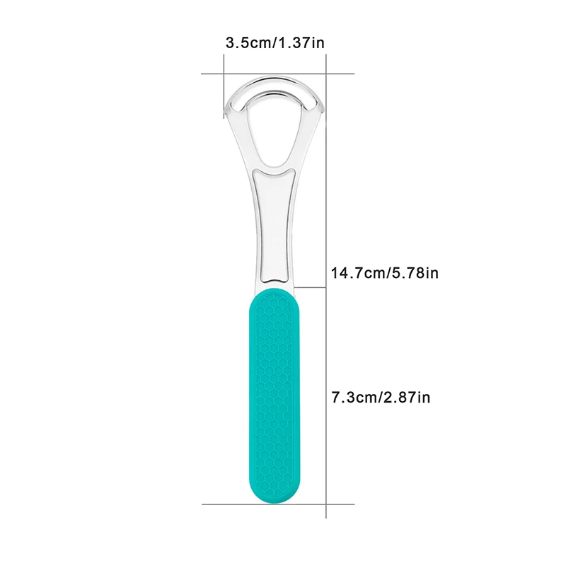 1 buah pengeruk lidah lapisan ganda portabel dapat digunakan kembali besi tahan karat sikat mulut mulut casing tidak licin pegangan pengeruk lidah