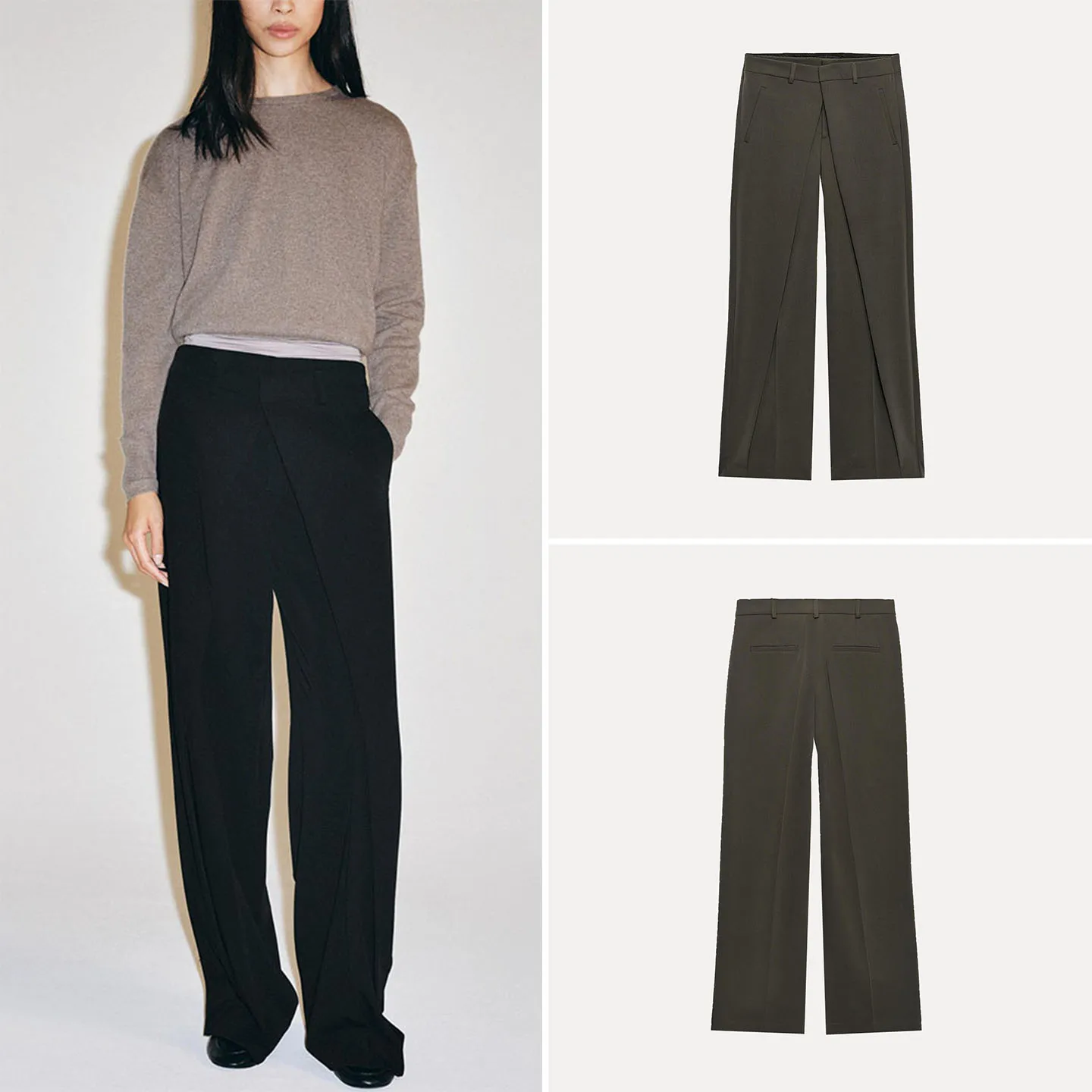 Fashionable Multi-Color Loose Wide Leg Pants Women's Casual Trousers Front Pleats mid Waist Autumn New Arrival Zadata