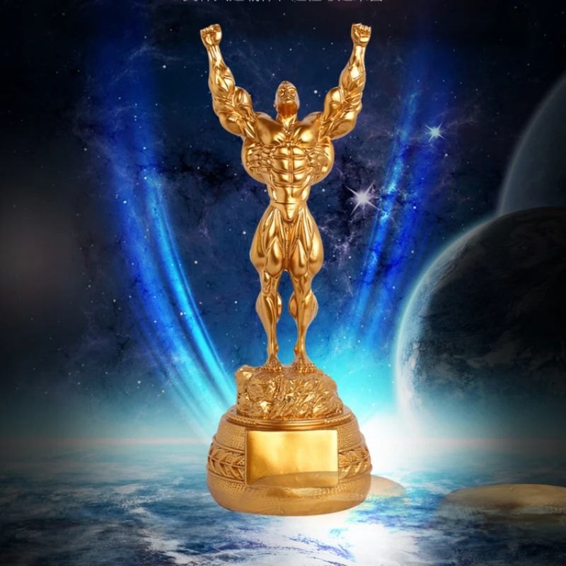 Logo  Fitness Muscle Men's Decoration Bodybuilding Sports Competition Trophy Champion Statue Sculpture Gym Decorations