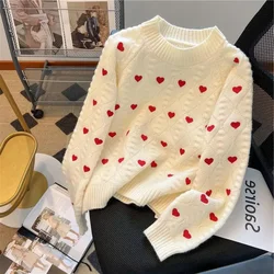 Pullovers Women Tops Knitted Round Neck Full Sleeve Casual Top Sweaters Jumpers Twist Elegant Splice Thick Warm Autumn Winter