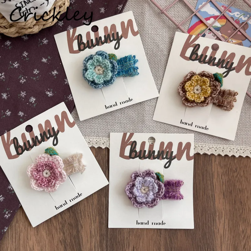 

Flowers Yarn Weave Baby Girls Hair Pin Princess Children Hairbangs Hair Clip Kids Hair Accessories