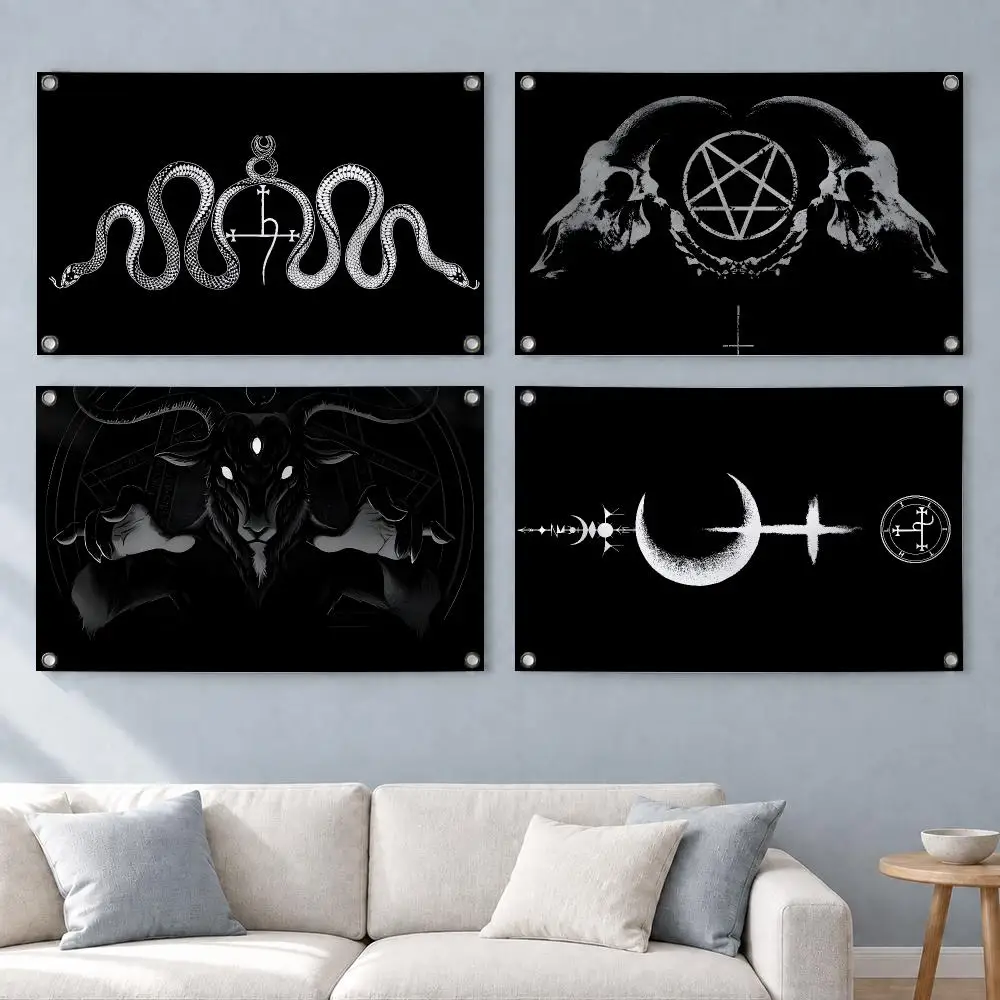 Gothic Art Gothic Satanic Aesthetic Flags Indoor Outdoor Wall Banner Home Room Decor Hanging Art Backdrop